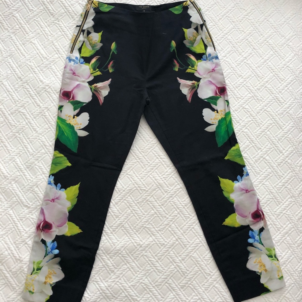 Ted Baker Black Floral pants size 6 (size 2 ted)